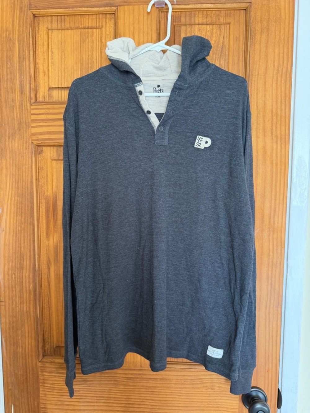 Peet’s coffee company men’s Henley hoodie